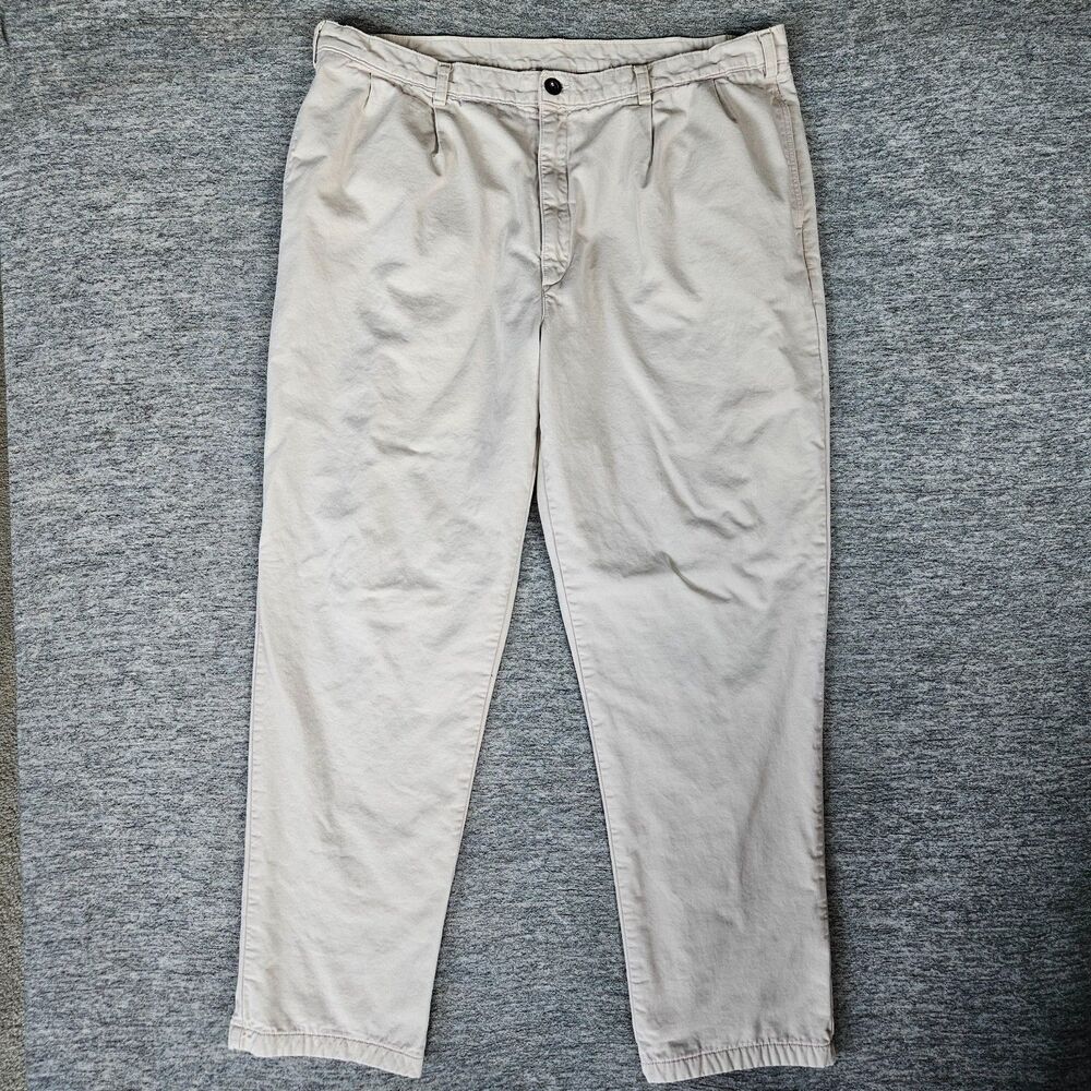 Vintage 90s LL Bean Mens 40x34 Flannel Lined Khaki Chino Pants  Made in USA